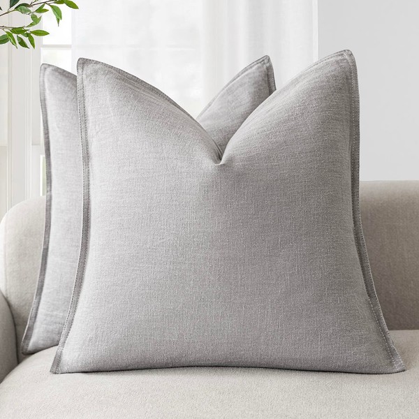 Foindtower Pack of 2, Decorative Linen Soild Throw Pillow Covers