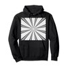 Star Effect Geometric Symmetrical Pattern Black On White Pullover Hoodie