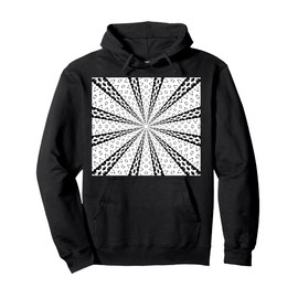 Star Effect Geometric Symmetrical Pattern Black On White Pullover Hoodie