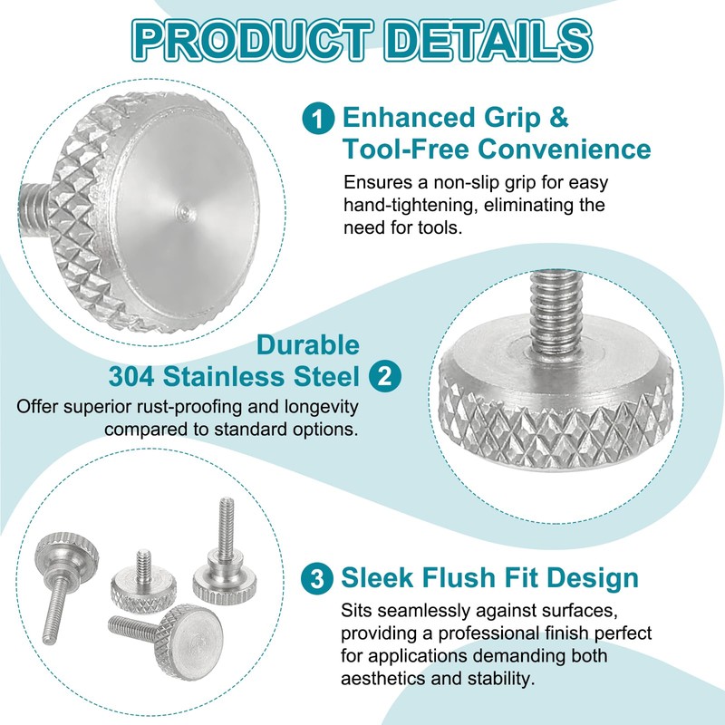 sourcing map M2.5x4mm Vernier Caliper Screws, 304 Stainless Steel Flat