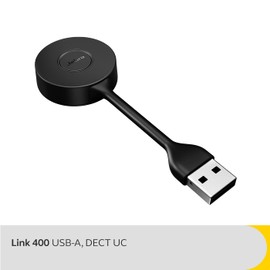 Jabra Link 400 USB-A DECT Adapter - Portable and Durable Dongle with up to 150 m Protected Wireless Range for Selected Jabra Engage Wireless Headsets - UC Teams Version - Black, 14205-21