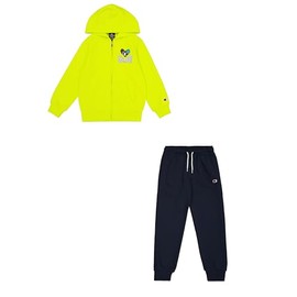 Champion Boys Legacy Play With Graphics B (306913) - Ultra-light Soft Compact Powerblend Fleece Hooded Tracksuit, Yellow (YS027), 3-4 Years UK