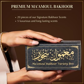 Maamoul Bakhoor Variety Box & Burner by Dukhni | 10 pcs Bakhoor | Assorted Scents, Gift Set | Arabic Oud Incense | Perfect to Relax, Meditate & Pray | Luxurious, Long Lasting