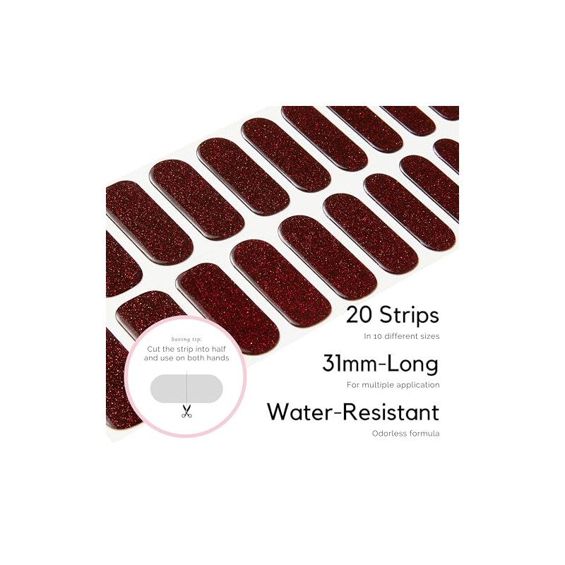 NAILOG Tiras De Gel Semicurado Para Uñas (20 Pegatinas/Envolturas Extra