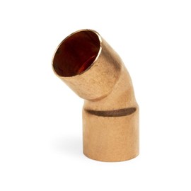 PlumberStop - 1 Copper Sweat 45 ELBOW - C X C 1 Nominal I.D. Size - 1-1/8 Refrigeration O.D. Size For Soldering All Copper Pipe Type L, M, K, Plumbing and Heating