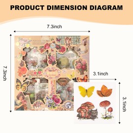 Auguro 500 Pieces (100 Sheets) Vintage Scrapbook Stickers Transparent Stickers for Journaling Scrapbooking Supplies Butterfly Flowers Plant Stickers Kit Stationery Stickers
