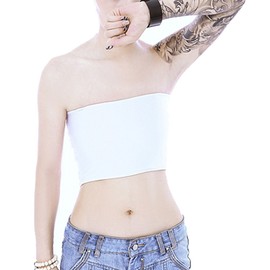Vinaka Women's Strapless Short Chest Binder Tube Top for Tomboy Lesbian (M, White)