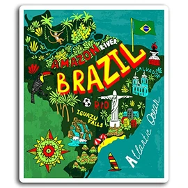 2 x 10cm Brazil Map Rio Travel Vinyl Stickers - Sticker Laptop Luggage #17006 (10cm Tall)