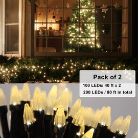 Solhice 2 Pack Solar String Lights for Outside, 200 LED 80ft Total Solar Christmas Lights Outdoor Waterproof, 8 Modes Warm White Xmas Tree Lights for Yard Garden Patio