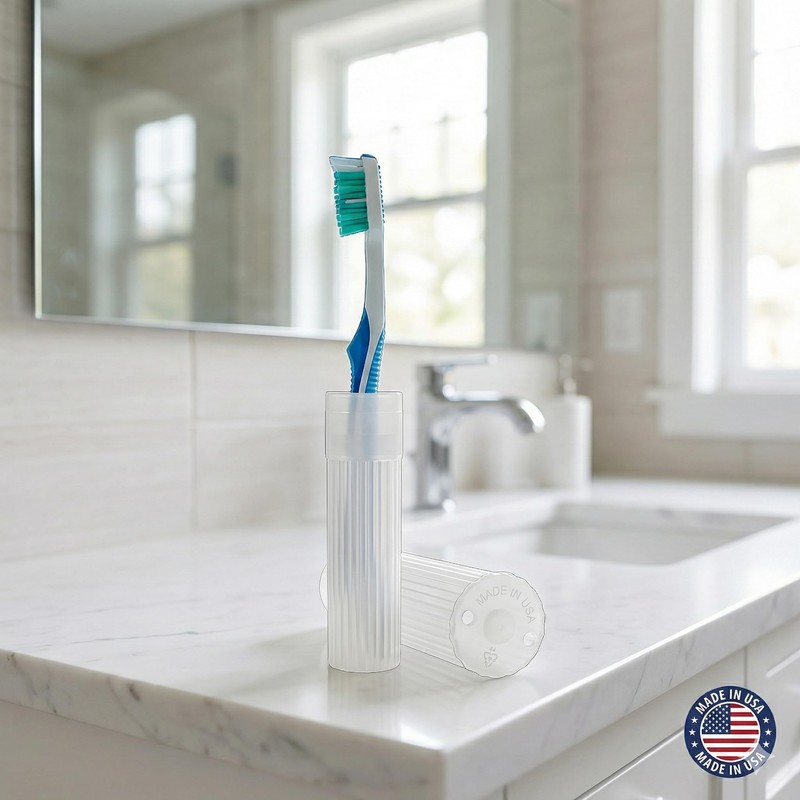 American Comb Toothbrush Holder (White) - Made in The USA.