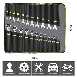 AIRAJ PRO 22 Pieces Ratcheting Wrench Set Steel Mirror Finish,72 Teeth SAE 1/4”to 3/4” and Metric 6-18mm,CR-V Steel,Ratchet Wrenches Set with Portable Organizer Bag