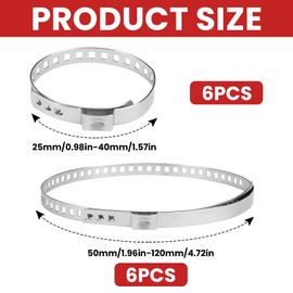 Snowtain Pack of 12 CV Cuff Clamp, Universal Axle Boot Clamps Stainless Steel CV Hose Clamps Set, 6 Pieces Large and 6 Pieces Small Adjustable Stainless Steel Pipe Clamp Suitable for Most Cars.