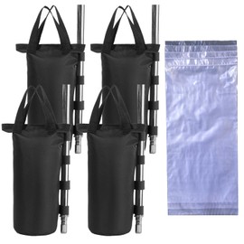Baldachin-Gewichtssäck-Set mit Wasserspeicherbeuteln für Pavillon, Zelt, Festzelt, Carport, 6er-Pack Sandsäcke und 6er-Pack Wassersäcke, Schwarz (Schwarz, R-4PCS)