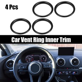 X AUTOHAUX 4 Pcs Black Car Air Conditioner Vent Ring Inner Trim Aluminum Alloy