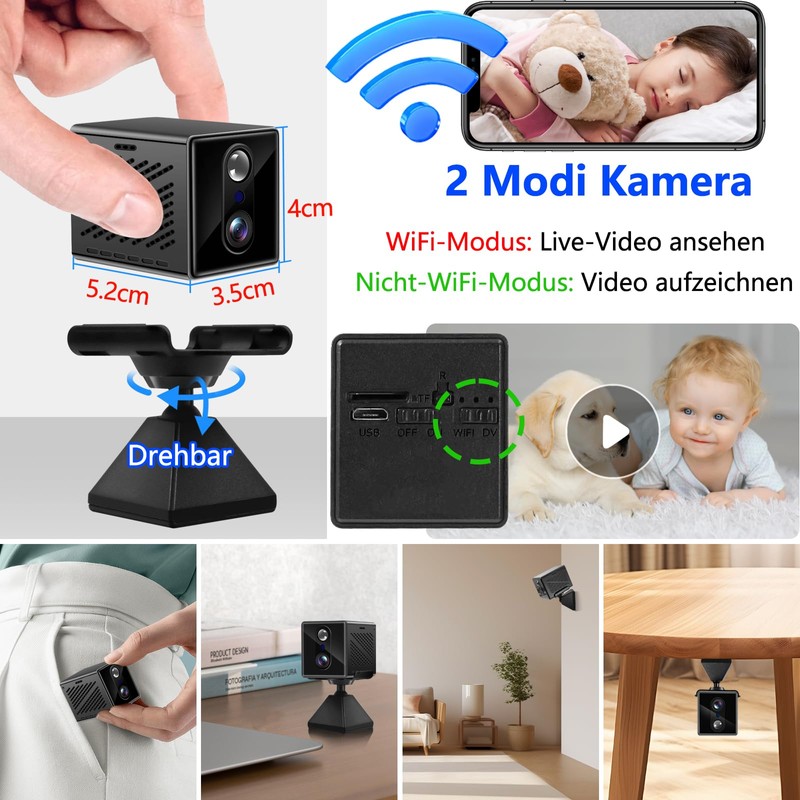 SecuraLen Mini Camera, 2-Way Talk WiFi Camera, WiFi Penetration Through