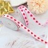 JIHUOO Satinband mit rotem Herzmotiv, 2 Rollen, 1 cm x