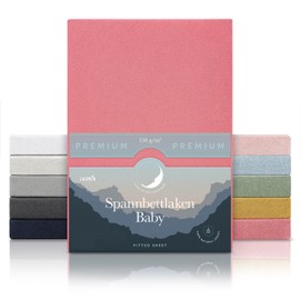 Laleni Premium fitted sheets for baby bed, breathable, 100% cotton (150 g/m²), Oeko-Tex 100 Certified, 70 x 140 cm, coral