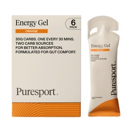 Puresport Fast-Release DualCarb Energy Gels, Orange, 6 Pack