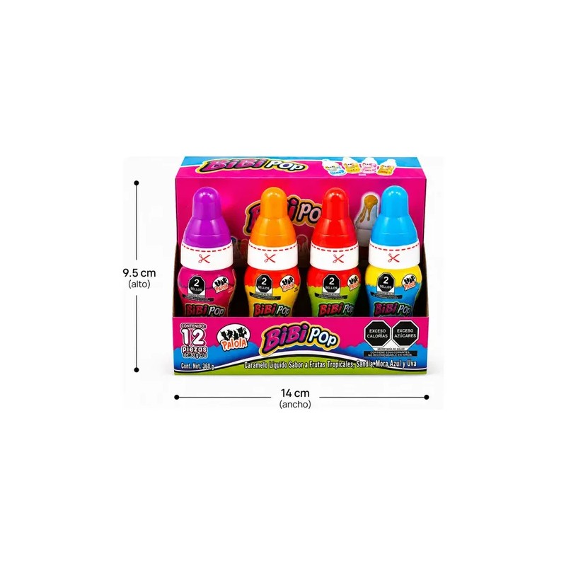 Caramelos Líquidos Bibi Pop Frutales 12 Unidades Las Delicias