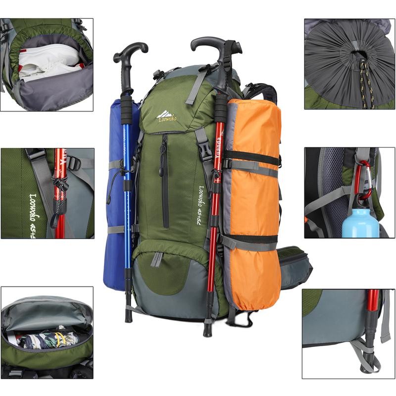 Loowoko 50L Hiking Backpack with Rain Cover - Lightweight &