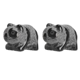 2pcs Panda Statue Obsidian Frosted Cute Mini Ingenious Handcrafted Panda Statue Decoration for Bedroom Bookshelf