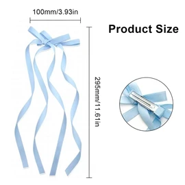 GNALIA Pack of 10 Long Ribbons Hair Bow Hair Clips Women's Bow Hair Small Satin Ribbon Hair Bows Girls Cute Hair Scrunchie with Bow Hair Accessories Women for Hair Decoration Accessories