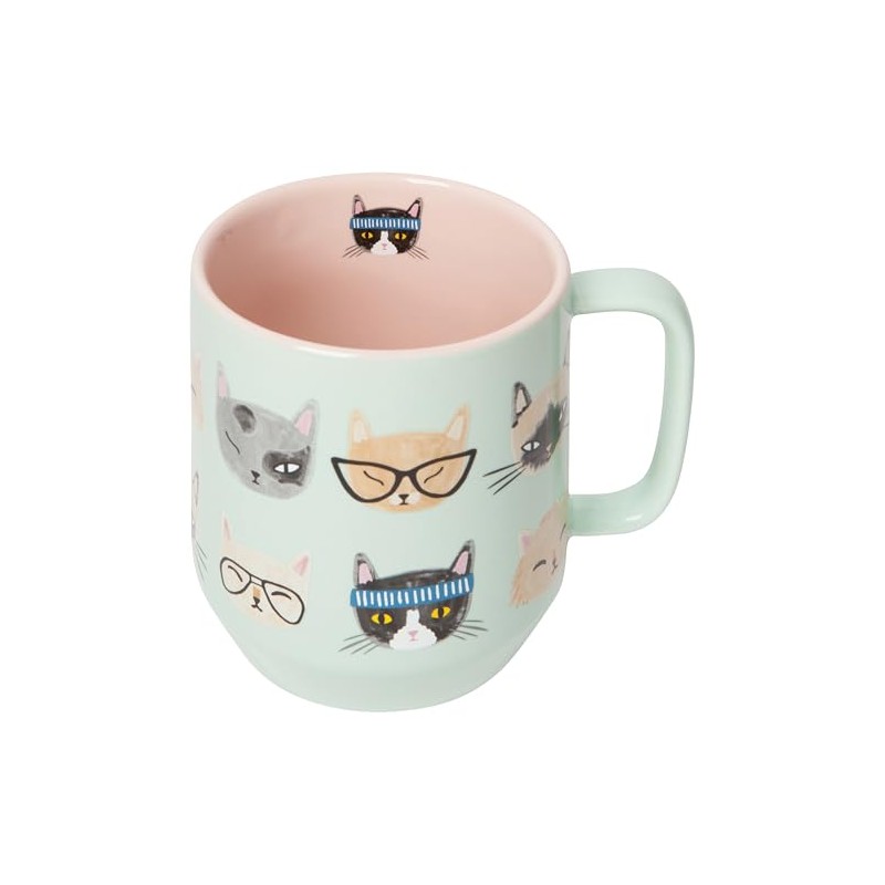 Jubilee Danica Stoneware Mug - Modern Feline Design 22 oz