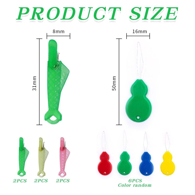 12-Piece Needle Threader, Automatic Plastic Needle Thread, Double-Ended Needle and