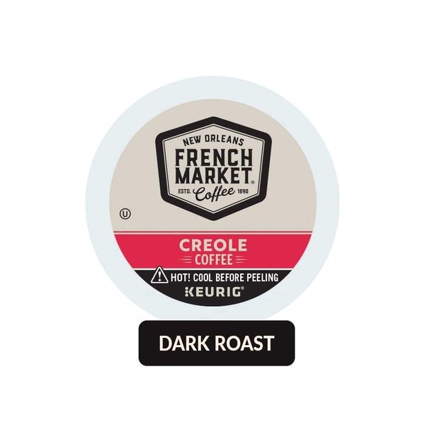 French Market Coffee Roast Single Serve Cups, Dark Roast Coffee and Chicory (2 Pack of 12)