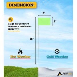 AdirPro 2''x3'' Stake Flags - 100 Pack Pet Boundary Flag -Marking Pennant - Durable Reusable Flag Stakes for Easy Identification Perfect for Surveying Safety Marking and Other Industrial Use (Lime)