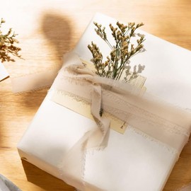 Duoleimi Chiffon Gift Ribbon 3.8 cm Champagne 20 m Silk Ribbon Decorative Ribbon Tulle Ribbon School Cone Wedding Ribbon Woven Ribbon