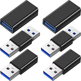 Xiatiaosann USB 3.0 Coupling Adapter, USB A Female to Female Converter, Type A Male to Male, USB A Female to Male Gender Converter Bridge Extension Plug, 6 Pieces