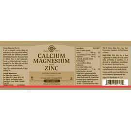 SOLGAR Solgar? Calcium Magnesium Plus Zinc Tablets - Pack of 100 - Healthy Bones, Teeth & Muscles - Supports Health of Nervous System - Vegan