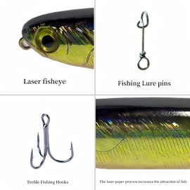 RUIJIAXIANG fishing lures hard bait Kit 12g 9cm 5pcs Pencil lures set Treble Fishing Hooks for Freshwater/Saltwater