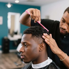 Haarbürste mit Haarsprühflasche, Haarstylingkämme, Entwirrungsbürste für natürliche, Afro-Britische Typ 3a-4c, glatte Bürsten-Set, Rosa, 8 Stück