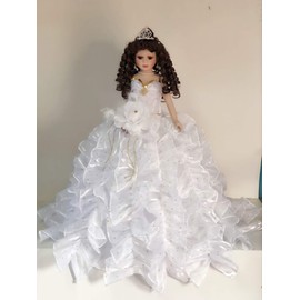 Jmisa 24" Umbrella Porcelain Dolls Quince Anos White