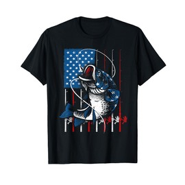 Cool Fishing For Men Women American Flag USA Fish Lover T-Shirt