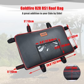 Goldfire RZR Roof Storage Bag UTV Overhead Storage Bag Center Roof Bag Large Capacity Tool Waterproof Gear Bag For 2018-2024 Polaris RZR RS1 Accessories(Orange Piping)
