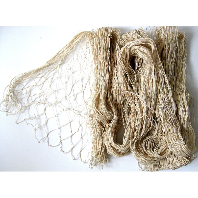 Deko Fischernetz 200x400cm Maschen 4x4cm Beige Baumwolle