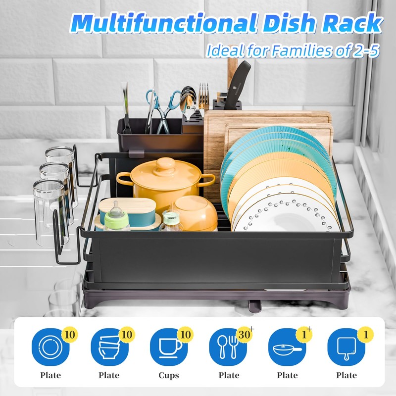 Simple Trending Dish Rack, Steel Dish Drying Rack for Kitchen