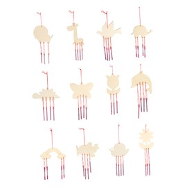 Mipcase 1set DIY Wooden Wind Chime Kit Hanging Craft for Home Decorative Doodle Wind Bell for Outdoor Aesthetic for Friends and Family Random Color 12pcs