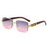 LJCZKA Vintage Rimless Rectangular Sunglasses Men Women Retro Small Square