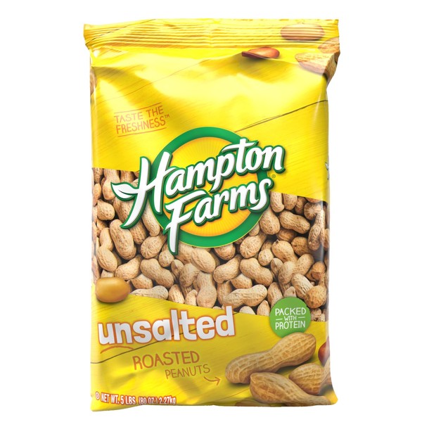 Hampton Farms No Salt Roasted In Shell Peanuts, 5 lb. Bag