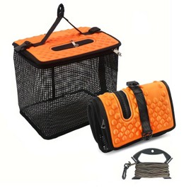 Kasanidika Folding Floating Fishing Spike, Fishing Spike, Spiky Net, Nylon, Large, 16.4 ft (5 m) Rope Included, Lightweight, Portable, For Fishing, Surf Fishing, Sea Fishing, Outdoor Camping, Fishing Equipment, For Freshwater and Saltwater, 11.2 x 8.7 inches (28.45 x 22.1 cm) (Black)