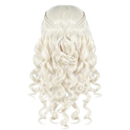 Blonde Wigs for Women - Blonde Wavy Wig with Braids and Wig Cap - Light Blonde Wig for Princess Fancy Dress - Wavy Hair Wigs for Women - Long Blonde Wig