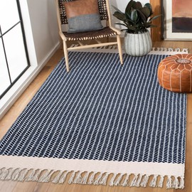 Lahome Boho Bedroom Rug, 3x5 Kitchen Rug Lightweight Rugs for Entryway Living Room Woven Washable Area Rug with Tassels, Farmhouse Navy Blue Throw Rug Non Shedding Floor Carpet for Living Bedroom