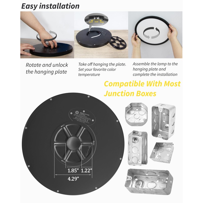 Flush Mount Led Ceiling Light,Round 12 Inch 24w 2520lm led
