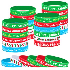 Lesnala 48 Pcs Christmas silicone bracelets Rubber wristband Christmas bracelets bulk Merry christmas party favors for Kids Stocking Stuffers Decorations Christmas Party Decoration Supplies 6 Styles