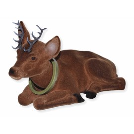 RAKSO Bobble Figurine Deer Large Nodding Toy Lying Down Height 18 cm with Bobble Head Decorative Figure Made of Plastic