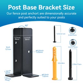 4 PCS Adjustable Deck Post Anchor Base Brackets Fit 1.5x1.5,2x2,2x4,4x4 Post, Wood Fence Pergola Post Base Brackets Kit for Decking, Fencing, Pergola, Railing, Mailbox Mount, Patio Covers